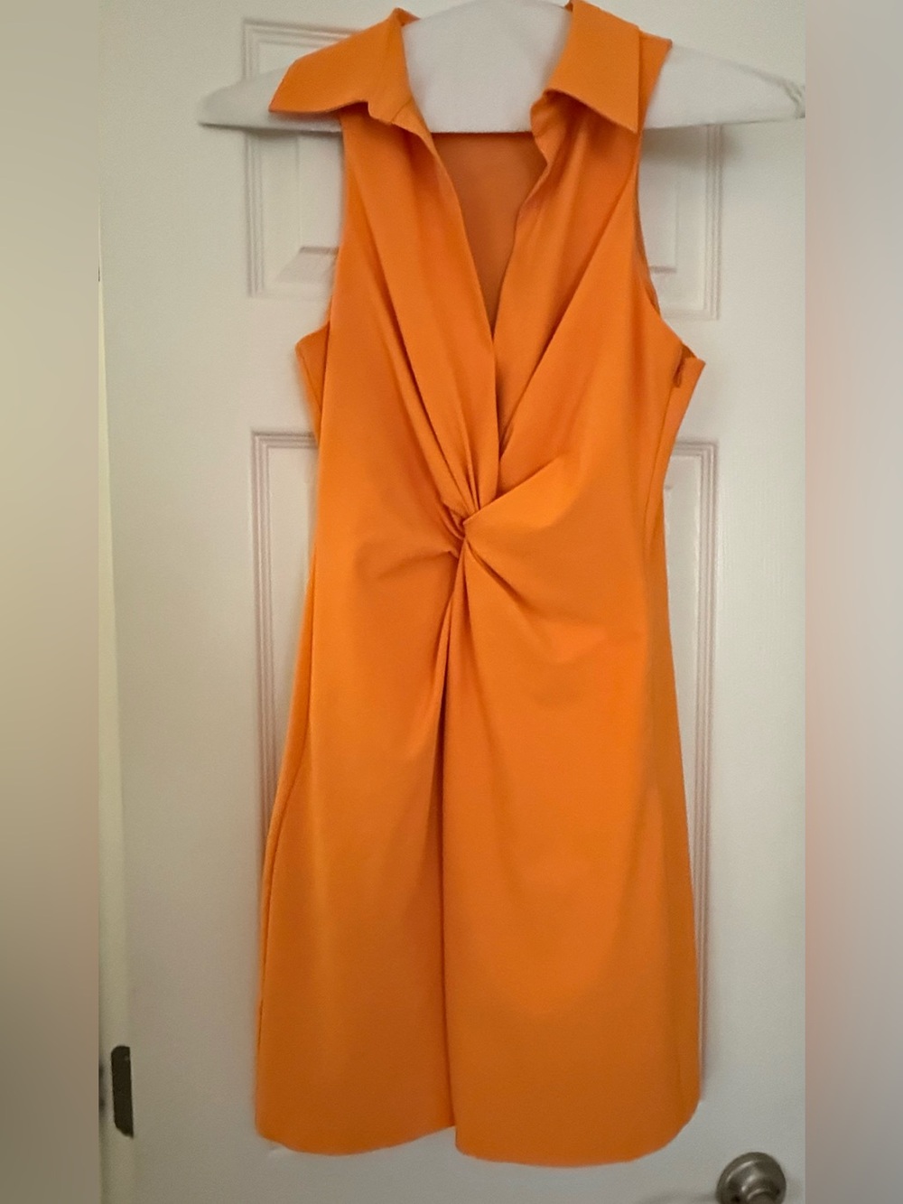 cinq a sept Orange Sleeveless Twist-Front Dress